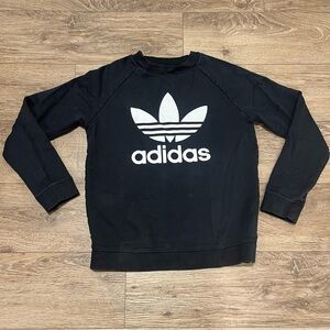 Adidas Black Graphic 3 Stripe Crewneck Long Sleeve Sweatshirt Youth Boys Size 14